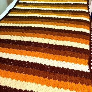 Handmade Crochet Afghan Throw Blanket With Retro Charm